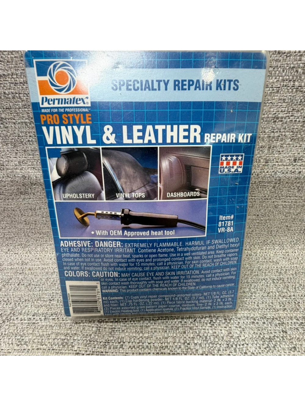 Vintage Permatex Pro Style Vinyl & Leather Repair Kit 81781 VR-8A Made USA